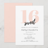 Invitation Ado rose simple Doux 16 Seizième anniversaire (Devant / Derrière)