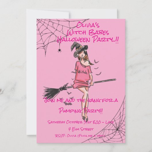 Invitation Ado sorcière Babes fête d'Halloween (Devant)