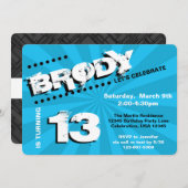 Invitation Ado/Tween Graffiti mur fête des garçons (Devant / Derrière)