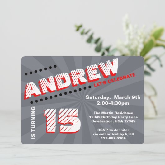 Invitation Ado/Tween Graffiti mur fête des garçons (Debout devant)