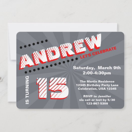 Invitation Ado/Tween Graffiti mur fête des garçons (Devant)