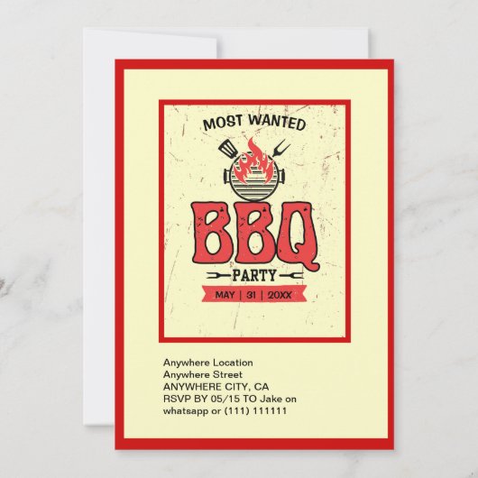 Invitation adolescent Bruh barbecue grillin plaisir anniversa (Dos)