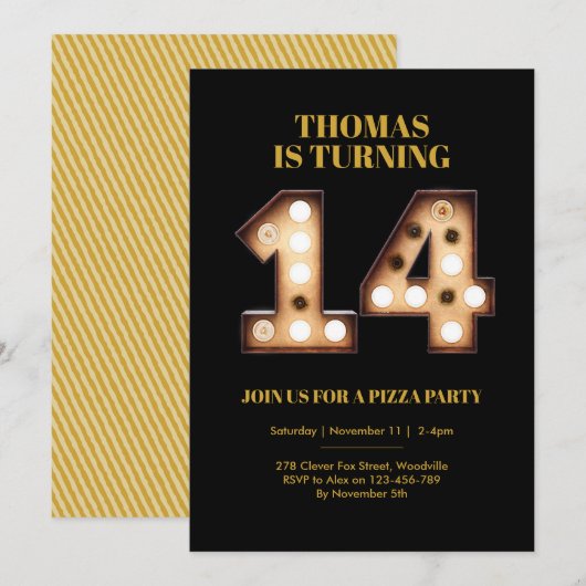 Invitation Adolescente 14e anniversaire (Devant / Derrière)