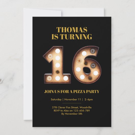 Invitation Adolescente 16e anniversaire (Devant)