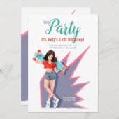 Invitation Adolescente avec skateboard (Devant / Derrière)