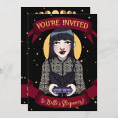 Invitation Adolescente Fille Gothique Joueuse Noir Rouge Pyja (Devant / Derrière)
