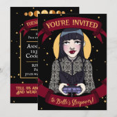 Invitation Adolescente Gothique Joueuse de jeux vidéo Noir Ro (Devant / Derrière)