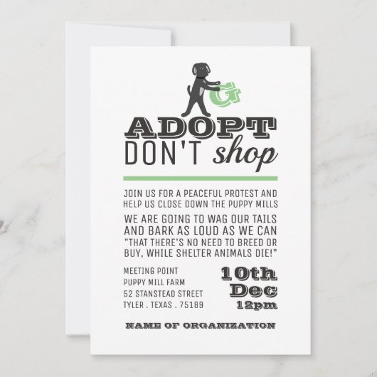 Invitation Adopter Ne pas Acheter, Point de Réunion (Devant)