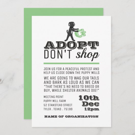 Invitation Adopter Ne pas Acheter, Point de Réunion (Devant / Derrière)