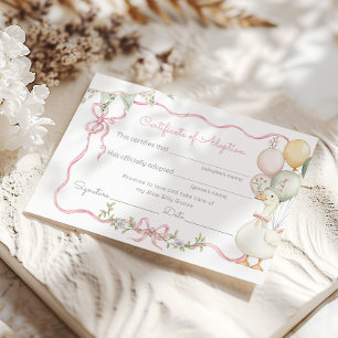 Invitation Adopter une Oie Idiote Certificat d'anniversaire d