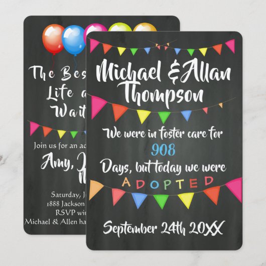 Invitation Adoption De L'Annonce De Soins D'Accueil - Partie (Devant / Derrière)