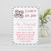 Invitation Adoption Douche moderne Pink Chevron Papillon (Debout devant)