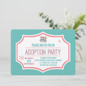 Invitation Adoption Douche moderne rose et bleu papillon (Debout devant)