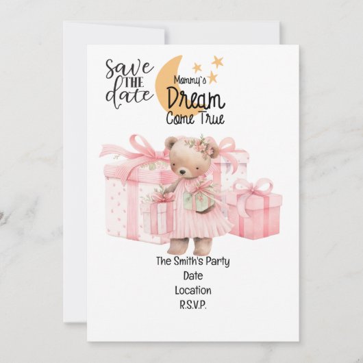Invitation Adoption Foster Child Girl Pink thème party (Devant)