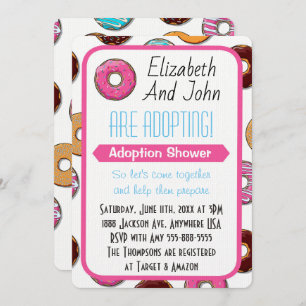 Invitation Adoption Shoot Party moderne rose Donut