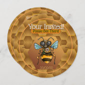 Invitation Adorable abeille de miel (Devant / Derrière)