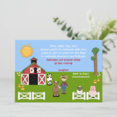 Invitation Adorable animal de ferme de basse-cour anniversair (Debout devant)