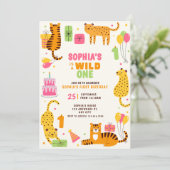 Invitation adorable animal sauvage illustré premier anniversa (Debout devant)