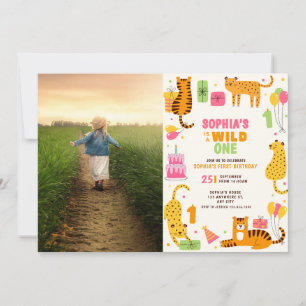 Invitation adorable animal sauvage illustré premier anniversa