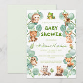Invitation Adorable animaux de forêt bébé garçon douche (Devant / Derrière)