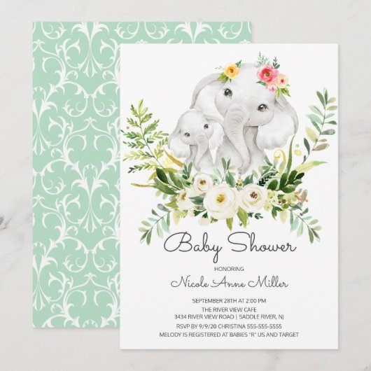 Invitation Adorable animaux de la jungle Baby shower Invitati (Devant / Derrière)
