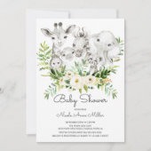Invitation Adorable animaux de la jungle Baby shower Invitati (Devant)