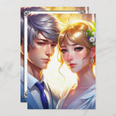 Invitation Adorable Anime Couple Mariage (Devant / Derrière)