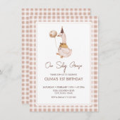 Invitation Adorable Anniversaire d'une oie sotte (Devant / Derrière)