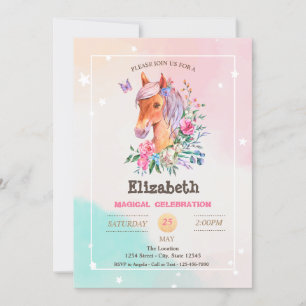 Invitation Adorable Anniversaire Jolie Pony