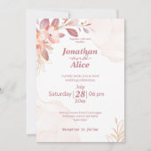Invitation Adorable aquarelle floral rose blanc mariage migno (Devant)
