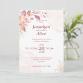 Invitation Adorable aquarelle floral rose blanc mariage migno (Debout devant)