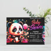 Invitation Adorable aquarelle Panda Haven Baby shower fille (Debout devant)