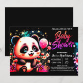 Invitation Adorable aquarelle Panda Haven Baby shower fille (Devant / Derrière)