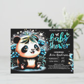 Invitation Adorable aquarelle Panda Magic Boy Baby shower (Debout devant)
