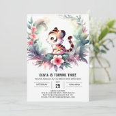 Invitation Adorable Aquarelle Tigre Anniversaire (Debout devant)