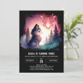 Invitation Adorable aquarelle Wolf Anniversaire (Debout devant)