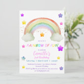 Invitation Adorable arc-en-ciel étoile fille anniversaire (Debout devant)