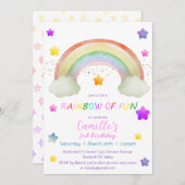Invitation Adorable arc-en-ciel étoile fille anniversaire (Devant / Derrière)
