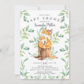 Invitation adorable Baby Fox et maman Baby shower (Devant)