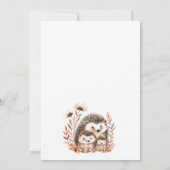 Invitation Adorable Baby shower aquarelle Famille de hérisson (Dos)