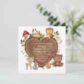Invitation Adorable Baby shower d'animaux de bois rustique (Debout devant)