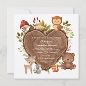Invitation Adorable Baby shower d'animaux de bois rustique (Devant)