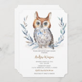 Invitation Adorable Baby shower de Chouette Bleue (Devant / Derrière)