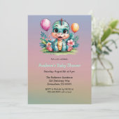Invitation Adorable Baby shower de dinosaure bébé (Debout devant)