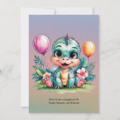 Invitation Adorable Baby shower de dinosaure bébé (Dos)