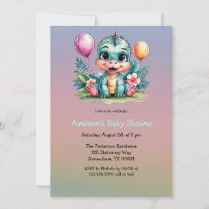 Invitation Adorable Baby shower de dinosaure bébé