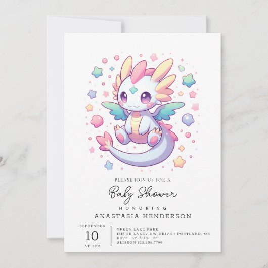 Invitation Adorable Baby shower de Dragon Moderne (Devant)
