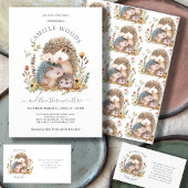 Invitation Adorable Baby shower de famille de hérisson
