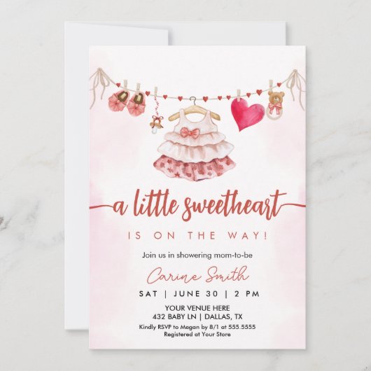 Invitation Adorable Baby shower de Saint Valentin (Devant)
