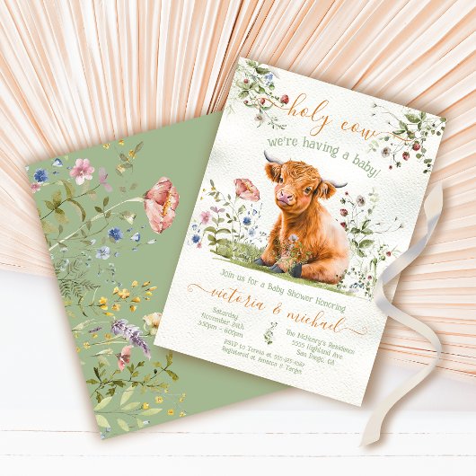 Invitation Adorable Baby shower de vache Highland